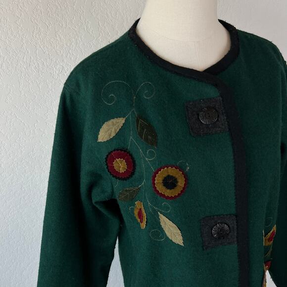 Cedar Canyon Fall Autumn Wool Blend Jacket Patchwork size Medium Green - Picture 2 of 6